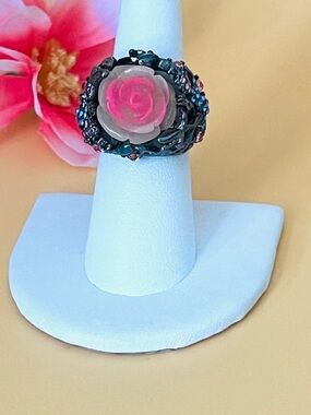 Pink Rose Statement Ring - Women's Fashion Jewelry